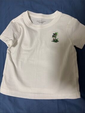 Janie and Jack White Tee with Embroidered Palm Tree